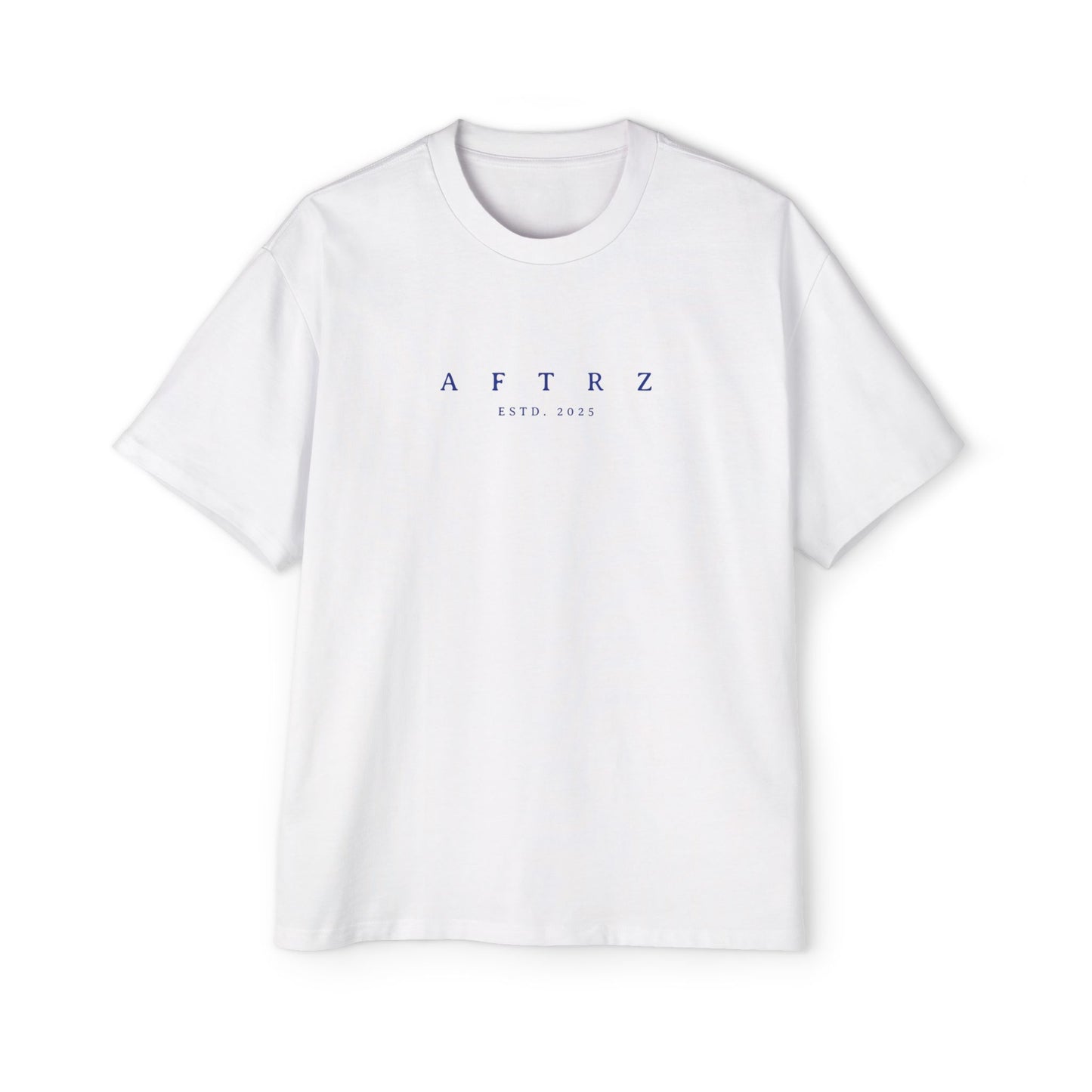 Aftrz Classics Heavy Oversized Short Sleeve T-Shirt - White with Blue Logo