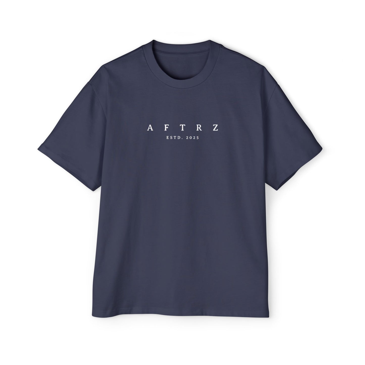 Aftrz Classics Heavy Oversized Short Sleeve T-Shirt - Navy Blue with White Logo