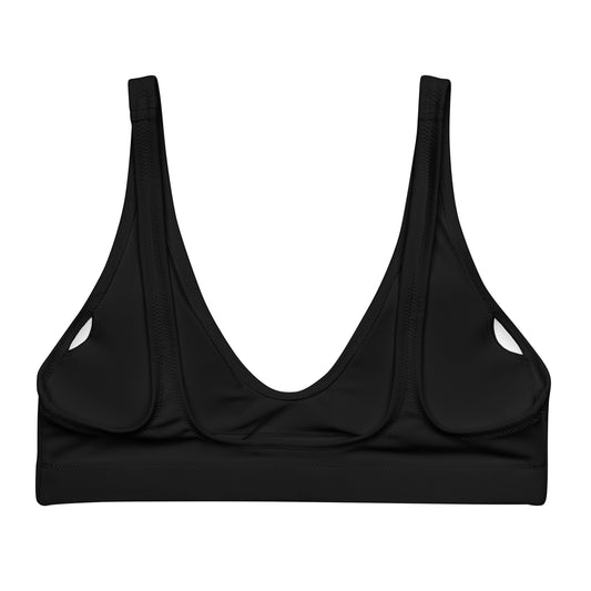 Aftrz Classics Padded Bikini Top - Black with Tan Logo