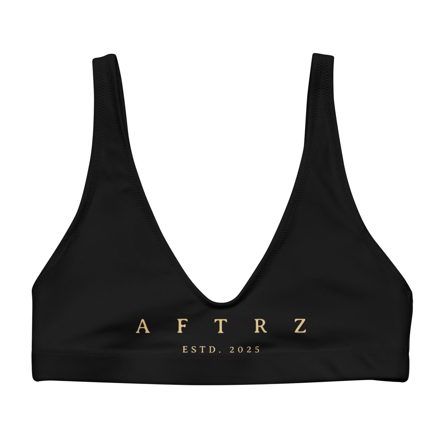 Aftrz Classics Padded Bikini Top - Black with Tan Logo