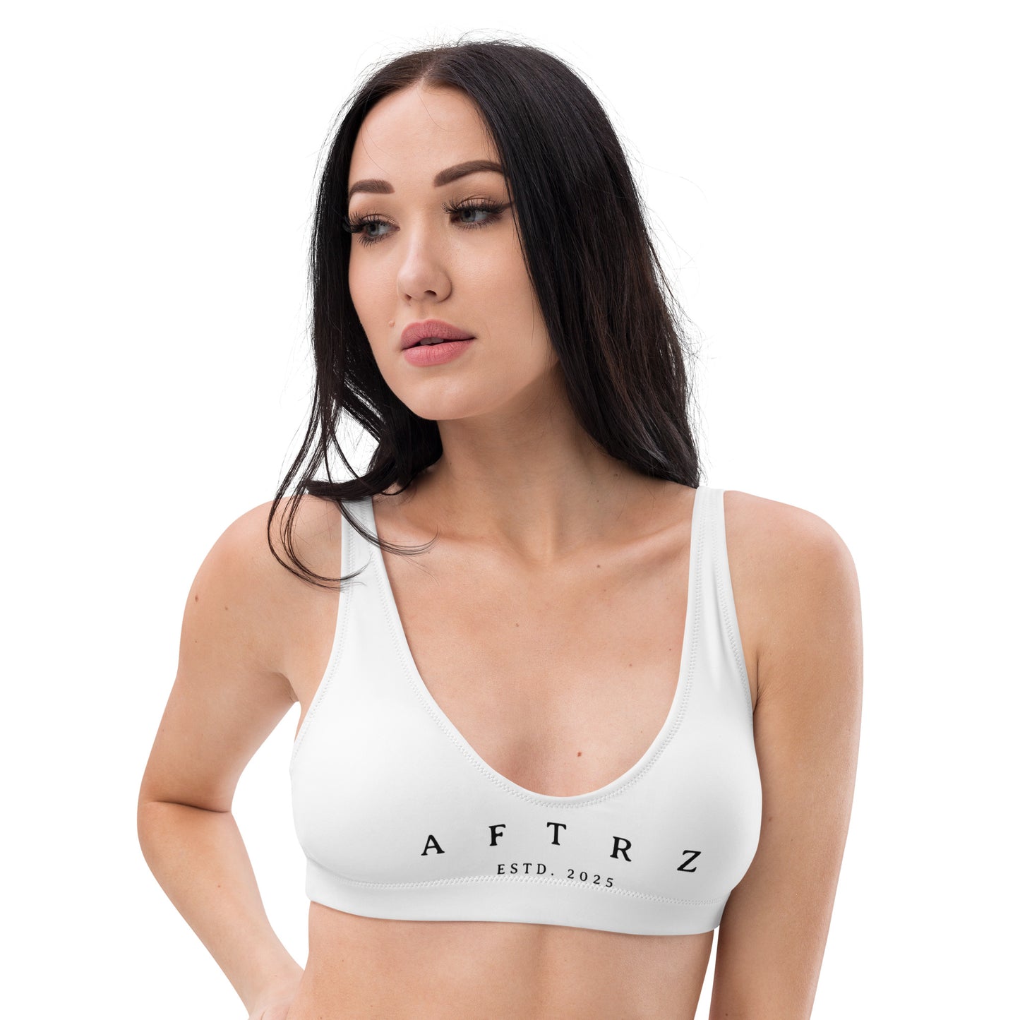 Aftrz Classics Padded Bikini Top - White with Black Logo