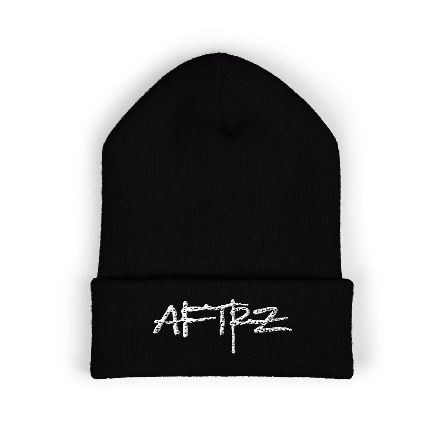 AFTRZ Grunge Logo Embroidered Cuffed Beanie — Streetwear Knit Hat