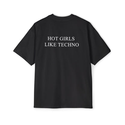 Hot Girls Like Techno Premium Heavy Oversized Short Sleeve T-Shirt