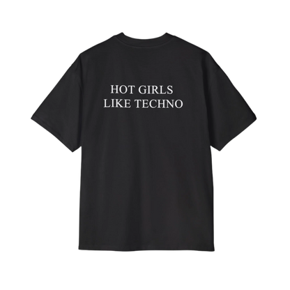 Hot Girls Like Techno Premium Heavy Oversized Short Sleeve T-Shirt