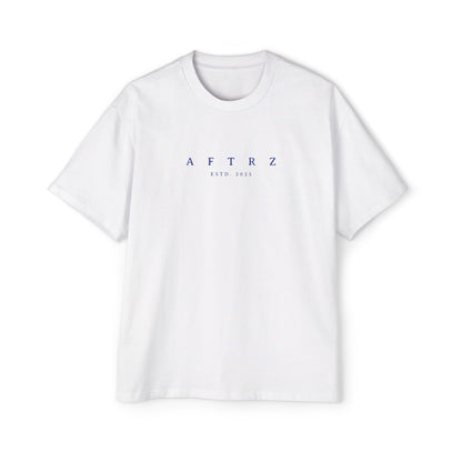 Aftrz Classics Heavy Oversized Short Sleeve T-Shirt - White with Blue Logo