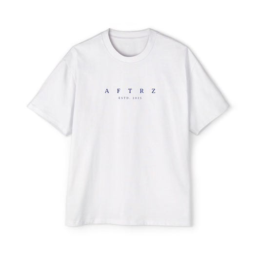 Aftrz Classics Heavy Oversized Short Sleeve T-Shirt - White with Blue Logo