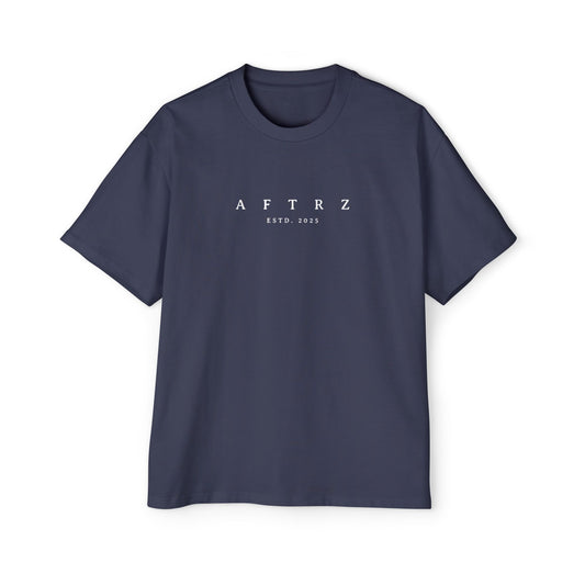 Aftrz Classics Heavy Oversized Short Sleeve T-Shirt - Navy Blue with White Logo