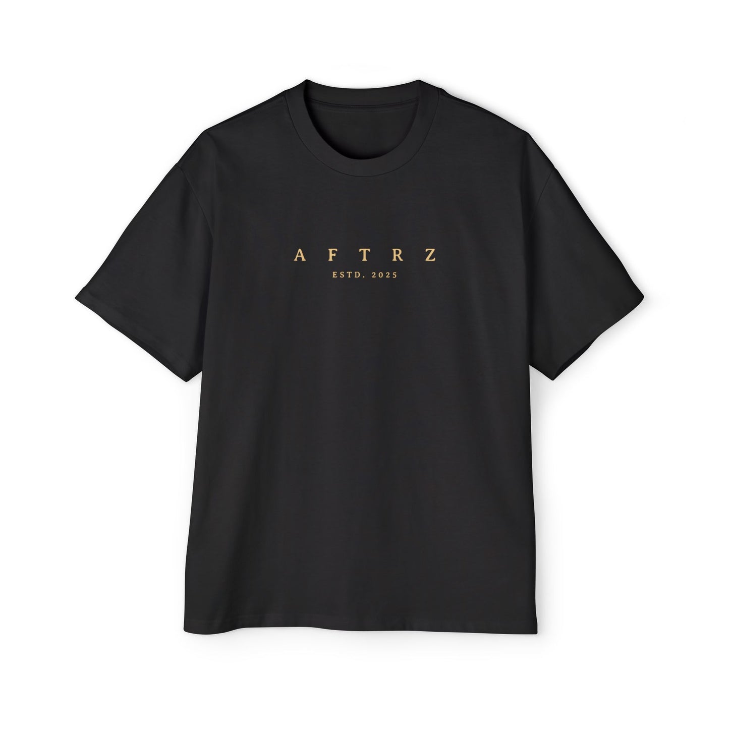 Aftrz Classics Heavy Oversized Short Sleeve T-Shirt - Black with Tan Logo