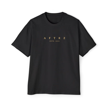 Aftrz Classics Heavy Oversized Short Sleeve T-Shirt - Black with Tan Logo