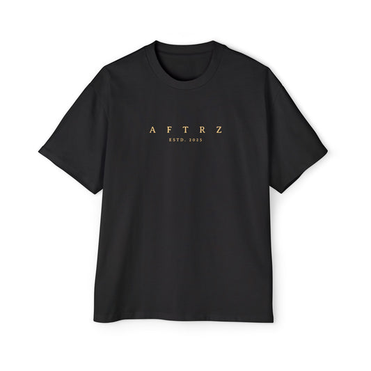 Aftrz Classics Heavy Oversized Short Sleeve T-Shirt - Black with Tan Logo