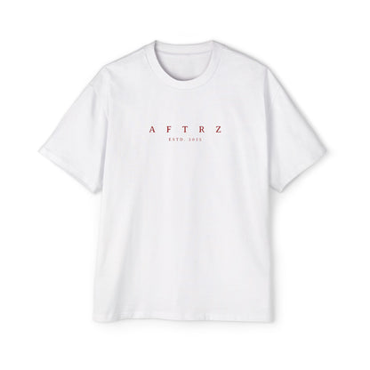 Aftrz Classics Heavy Oversized Short Sleeve T-Shirt - White with Red Logo