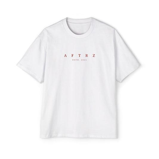Aftrz Classics Heavy Oversized Short Sleeve T-Shirt - White with Red Logo
