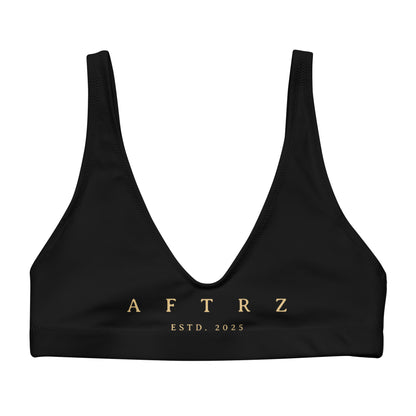 Aftrz Classics Padded Bikini Top - Black with Tan Logo