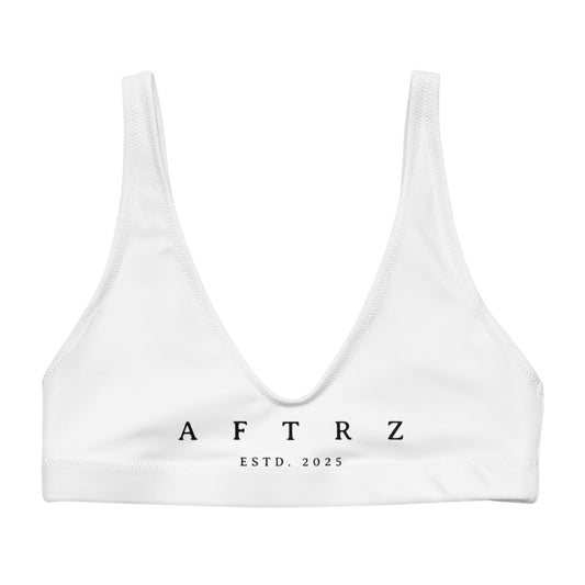 Aftrz Classics Padded Bikini Top - White with Black Logo